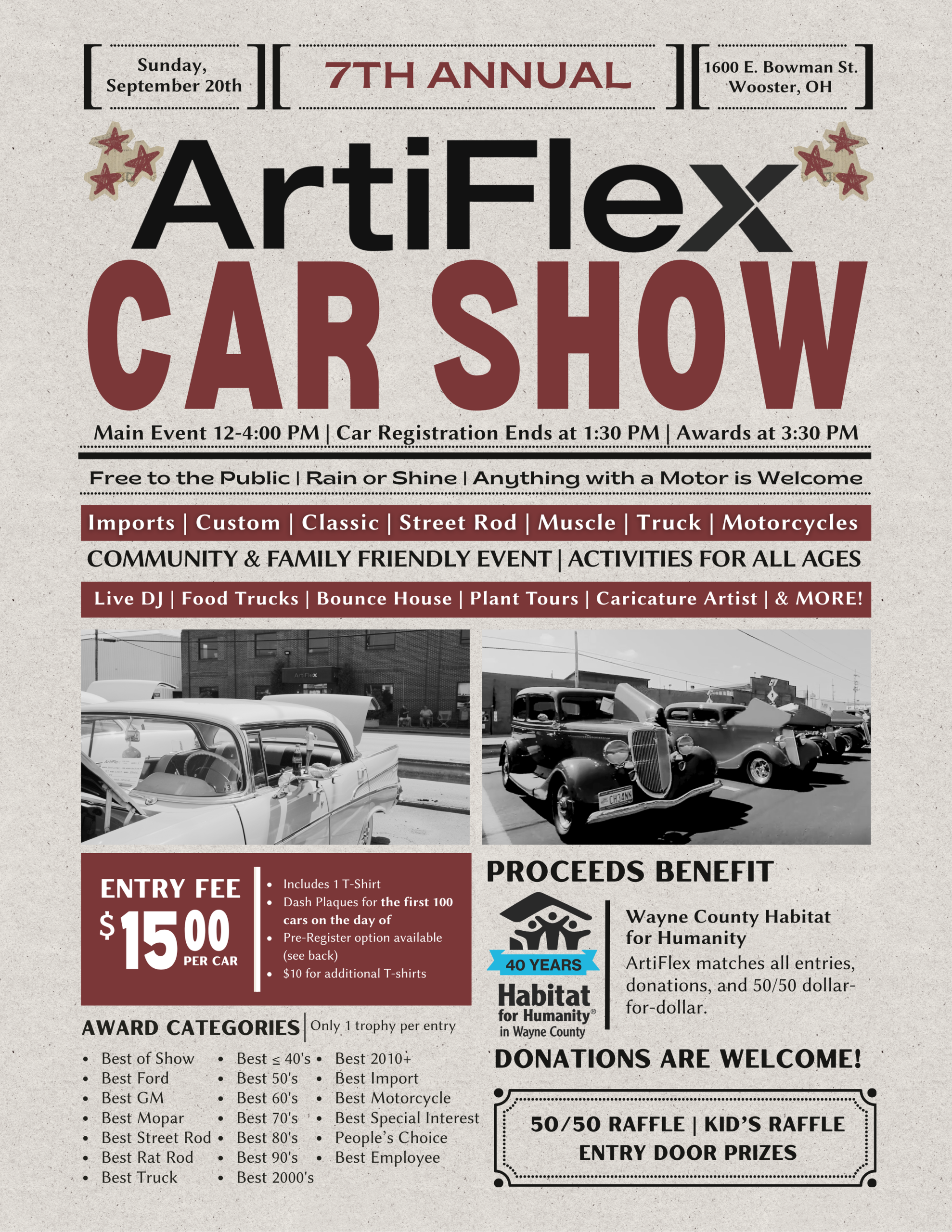7th Annual ArtiFlex Car Show Flyer Front